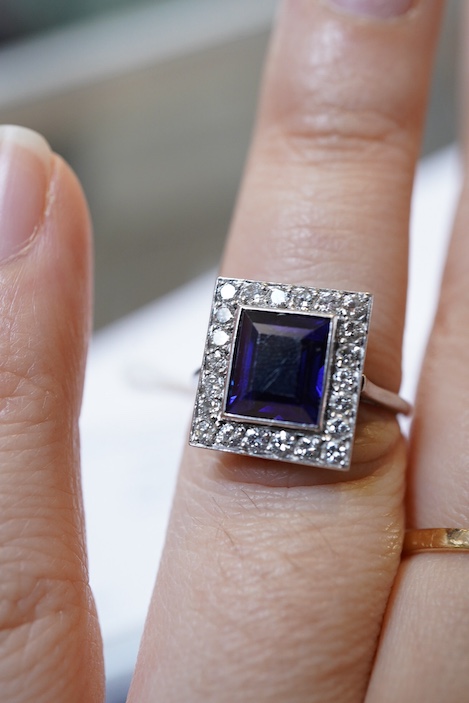 An Art Deco sapphire and diamond ring, 1920s